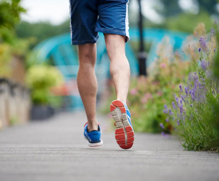 man's legs running